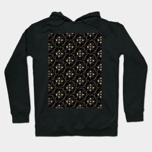 Golden flowers on a black background Hoodie